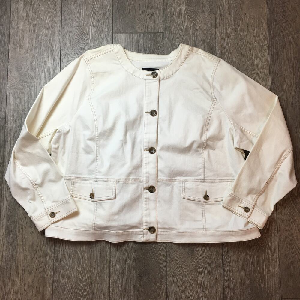 Talbots Plus Women’s Cream White Button-Front Utility Jacket Size 3X